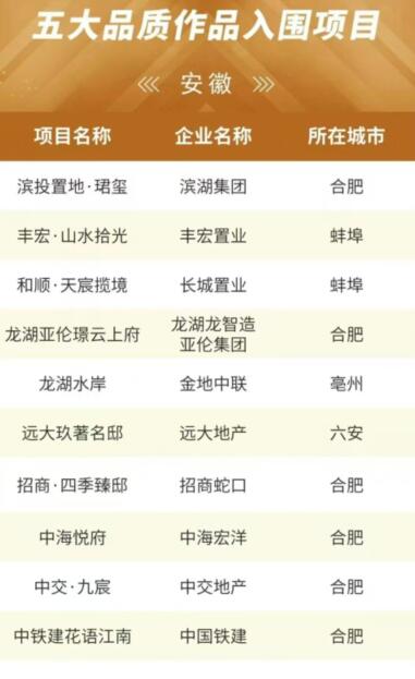 山水拾光楼盘入围安徽省五大品质作品